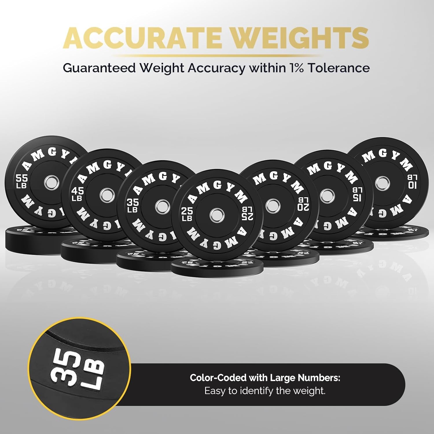 Steel Weight Plates Free Weights Bumper Plates 10-500Lbs Rubber Coated 2 Inch Barbell Weight Sets Home Gym Bumper Plates Sets for Strength Training & Weight Lifting